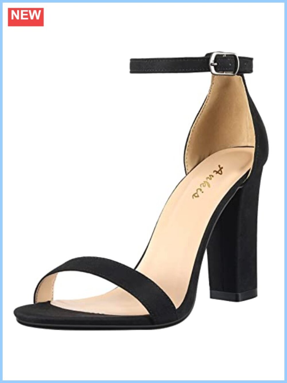 Open Toe Ankle Strap Heeled Sandals Chunky Heels 4 inch